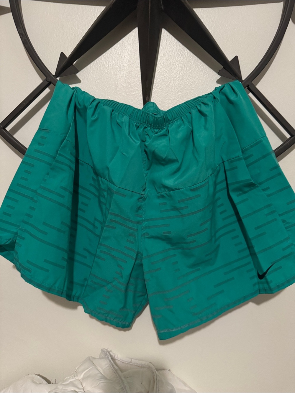 Nike Teal Athletic Shorts with Subtle Stripe Print